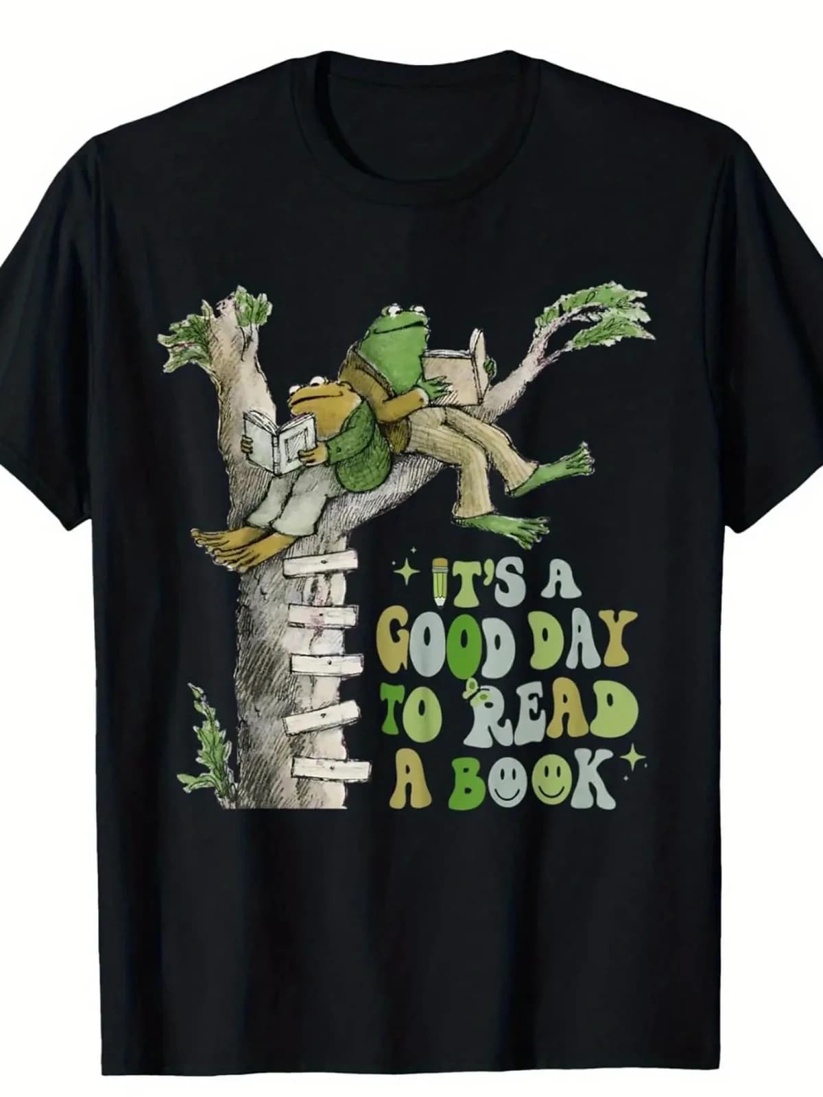 Men's 'It's A Good Day to Read a Book' Retro Frog & Toad Graphic T-Shirt - 100%