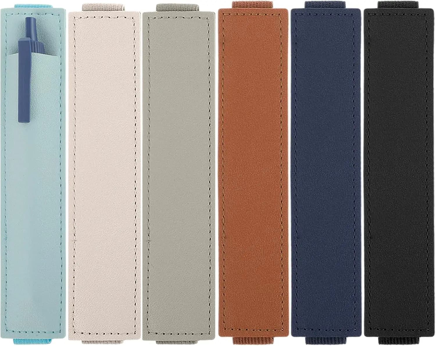 6Pcs Adjustable Pen Holder Straps for Notebooks, Leather Pencil Pouch, Elastic Book Band, Journal Planner Accessories, School Office Supplies