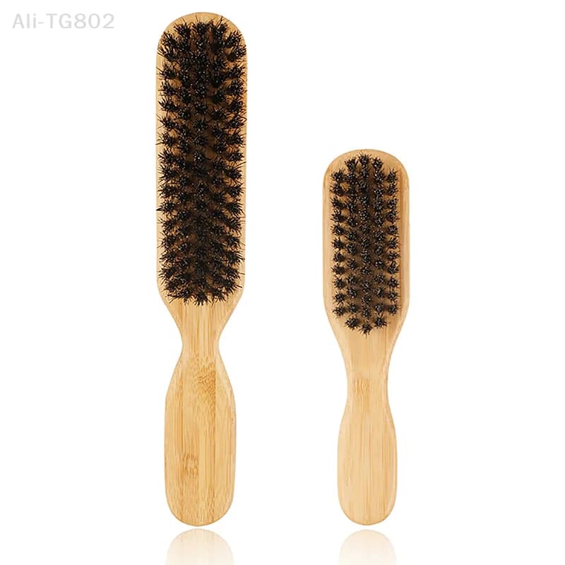 Manico in legno Spazzola per barba con setole di cinghiale Pettine per parrucchiere antistatico per uomo Strumenti per barbiere Spazzola per la pulizia dei capelli