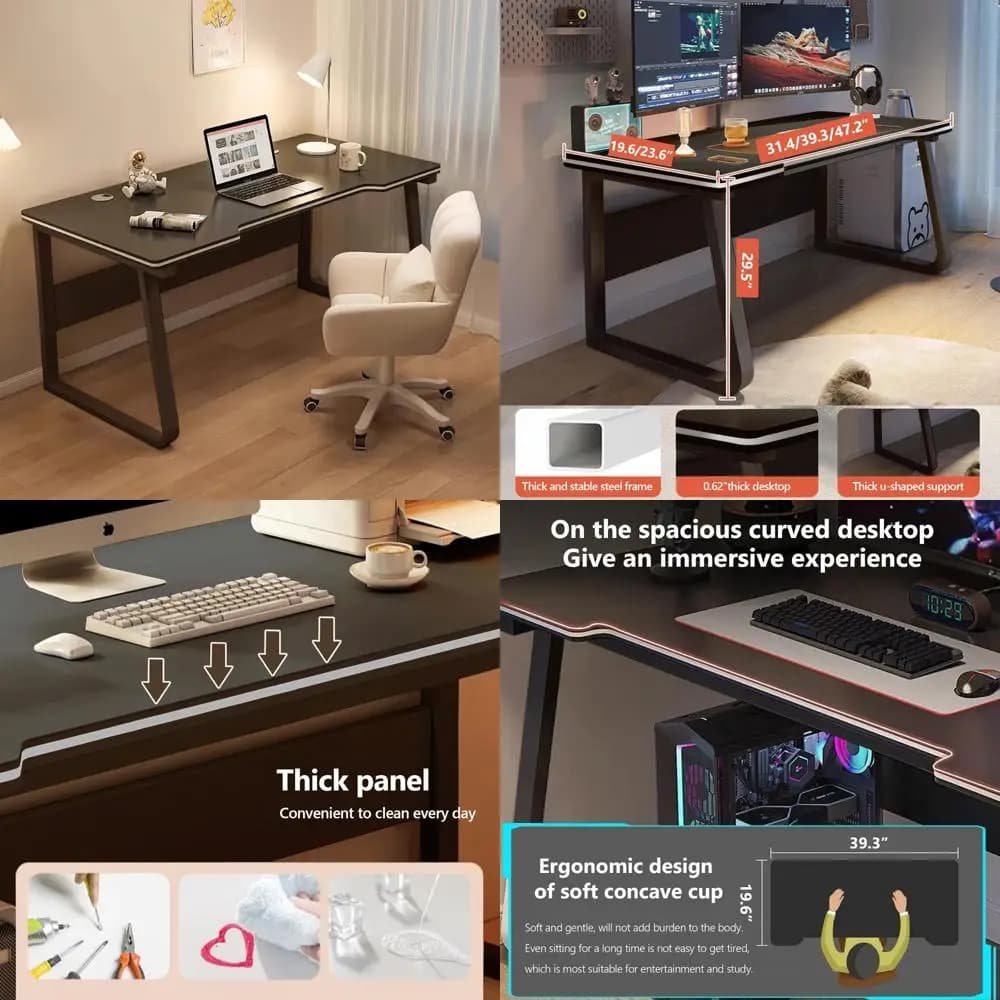 Scrivania moderna per PC per giochi, scrittura e arte: design versatile in legno per uso domestico e in ufficio