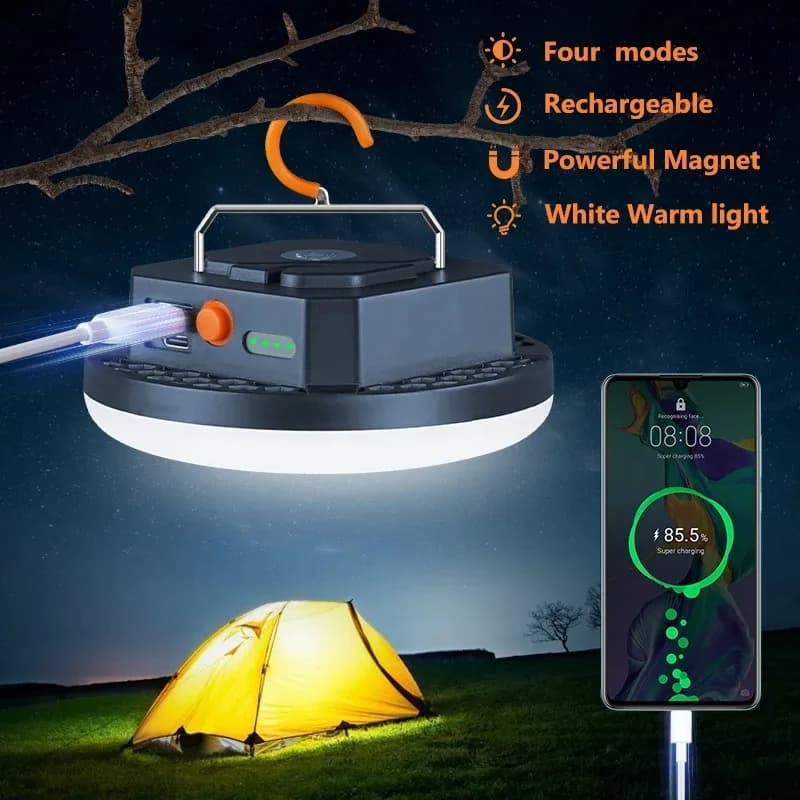 Luci da campeggio portatili Lanterna da campeggio Ricaricabile 10000mAh Luce da tenda a LED Luce notturna di emergenza portatile per tagli di alimentazione