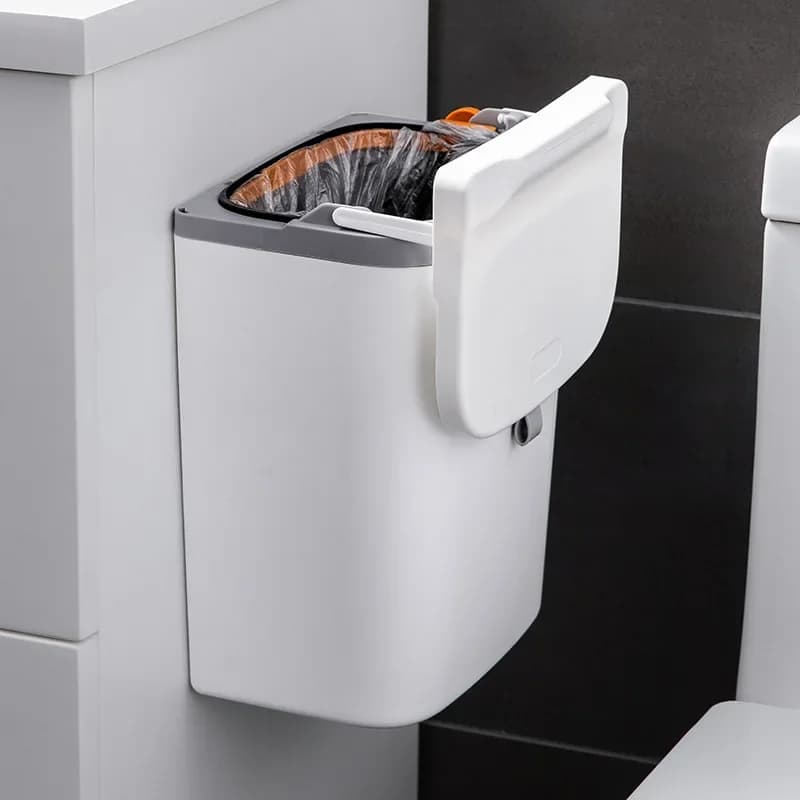 9L Hanging Trash Can For Kitchen Large Capacity Kitchen Recycling Garbage basket Bathroom Wall Mounted Trash Bin With lid