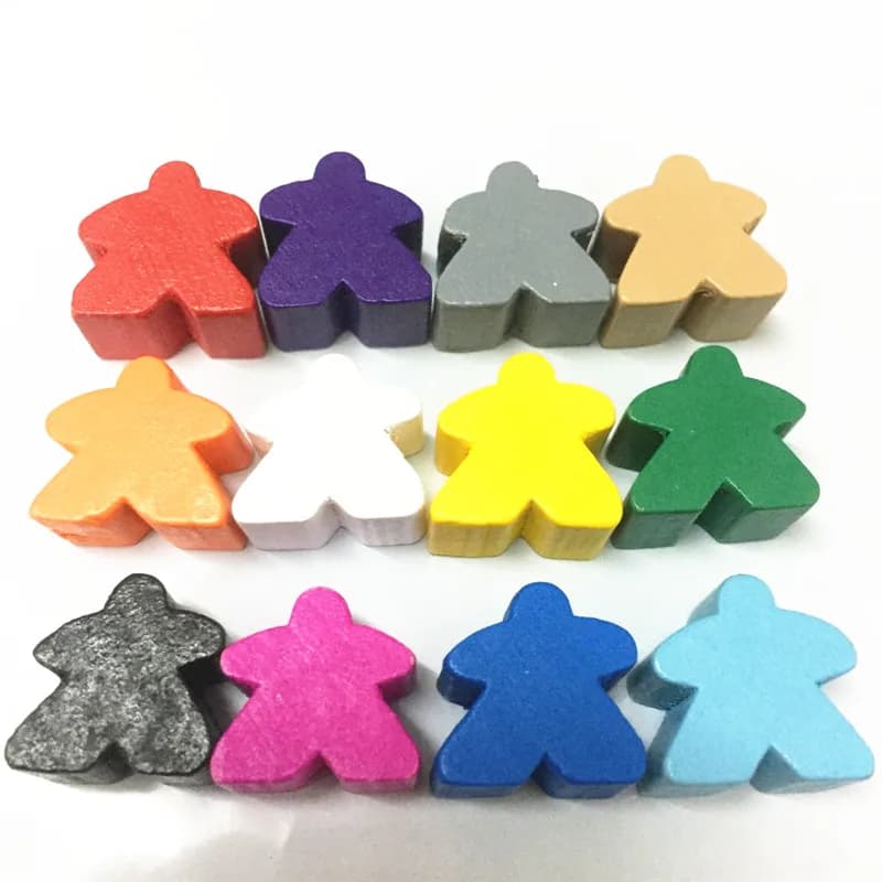 12PCS Legno Umanoide Meeples Pedina Pezzi Degli Scacchi 12 Colori Formato Standard 16 millimetri Per Meeple Carcassonne Gioco Da Tavolo Accessori