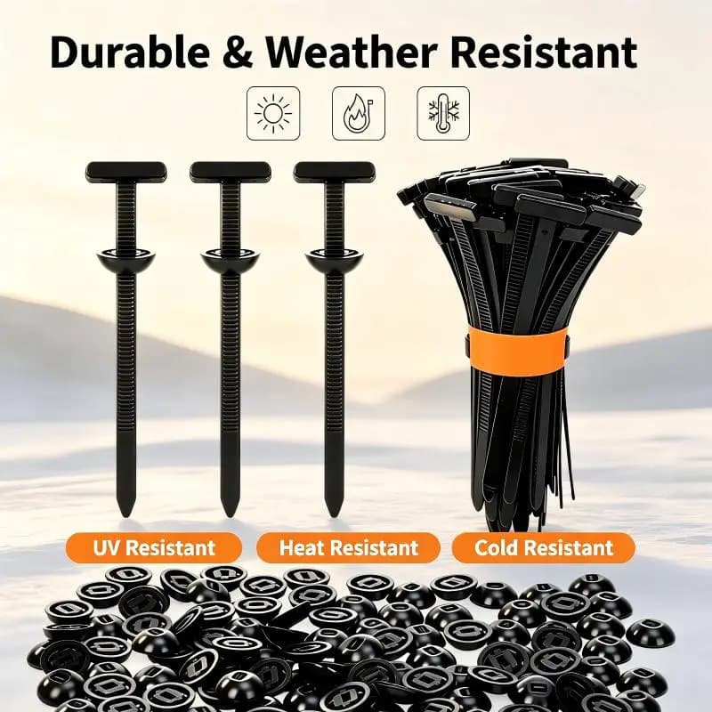 Weather UV Resistant Car Cable Tie Buckle T-Handle Plastic Fastener Clips Disposable Wire Fixing Straps for Automotive Harness