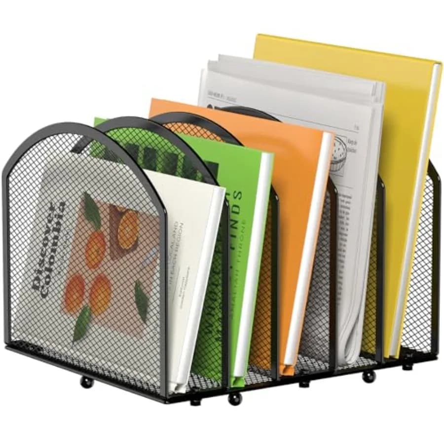 Desk File Organizer, Vertical Desktop File Holder Mail Sorter File Folder Holder Organization for Office School and Classroom -