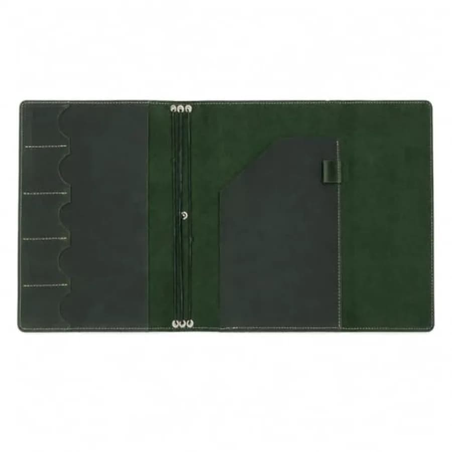 Leather A4 Notebook Cover Refillable Journal Cover with Elastic Bands, Handmade Leather Portfolio with Pockets and Pen Holder,