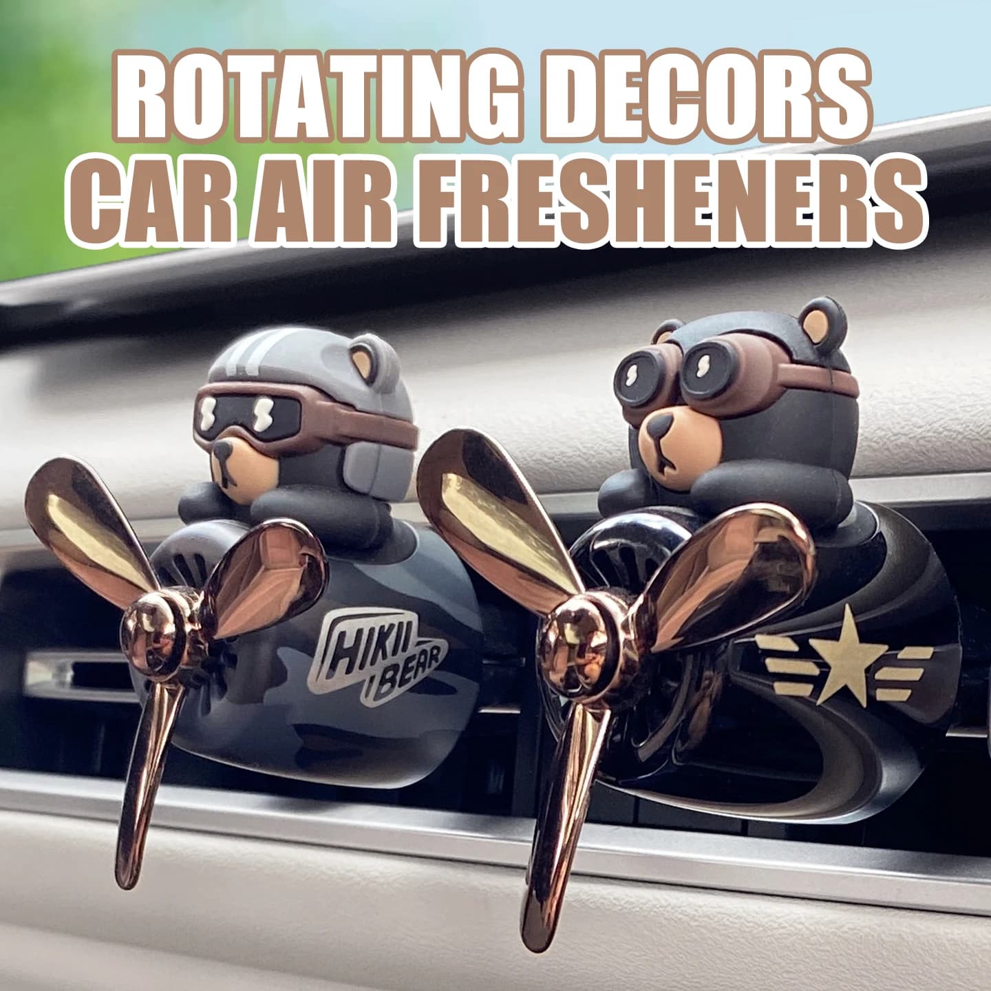 Air Rotating Cool Fun Pilot Bear Deodorants For Car Accessories Interior Decorations Smooth Scent Fragrance Diffuser