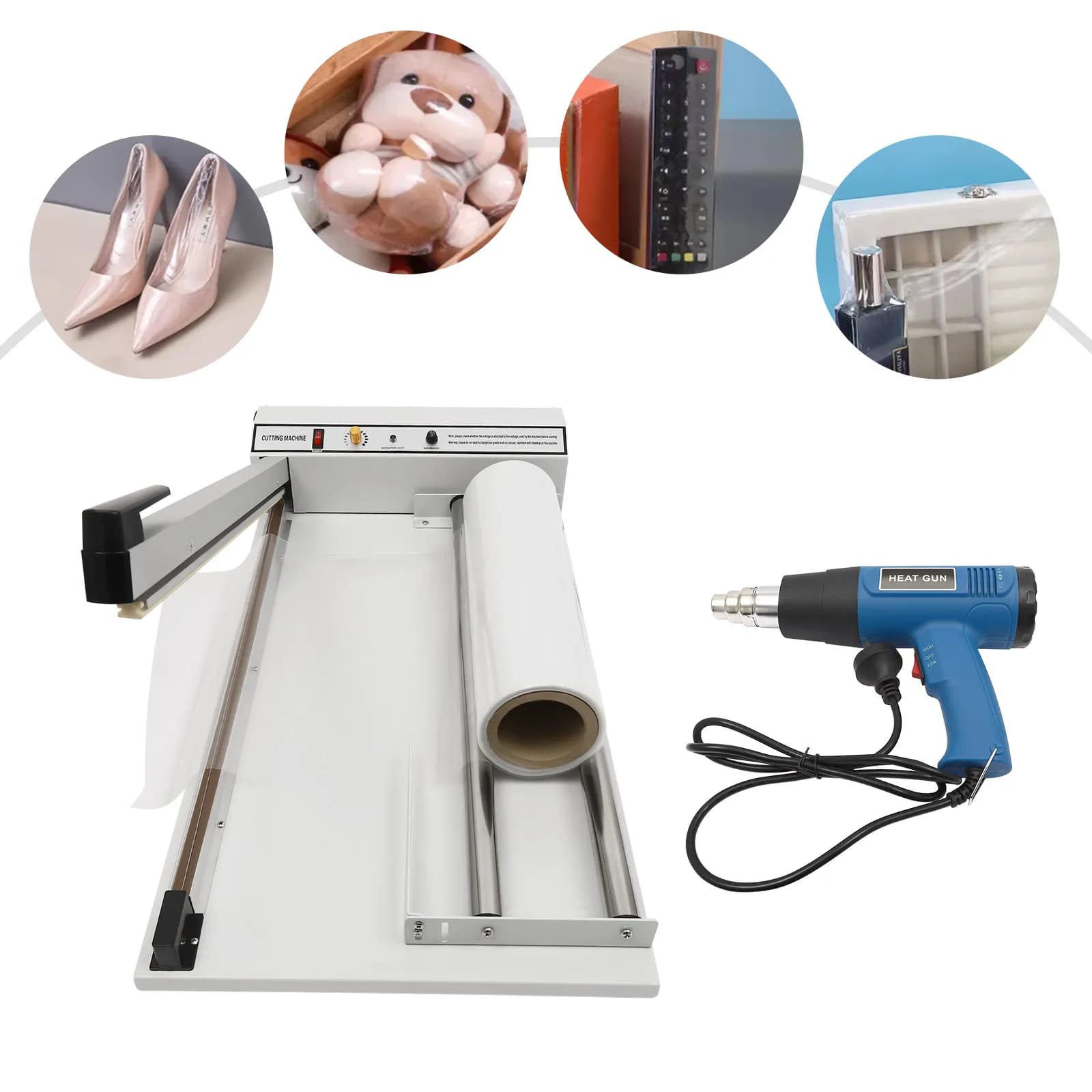 Macchina per sigillare imballaggi da 530 W Macchina per sigillare il calore semiautomatica con pistola termica per uso versatile