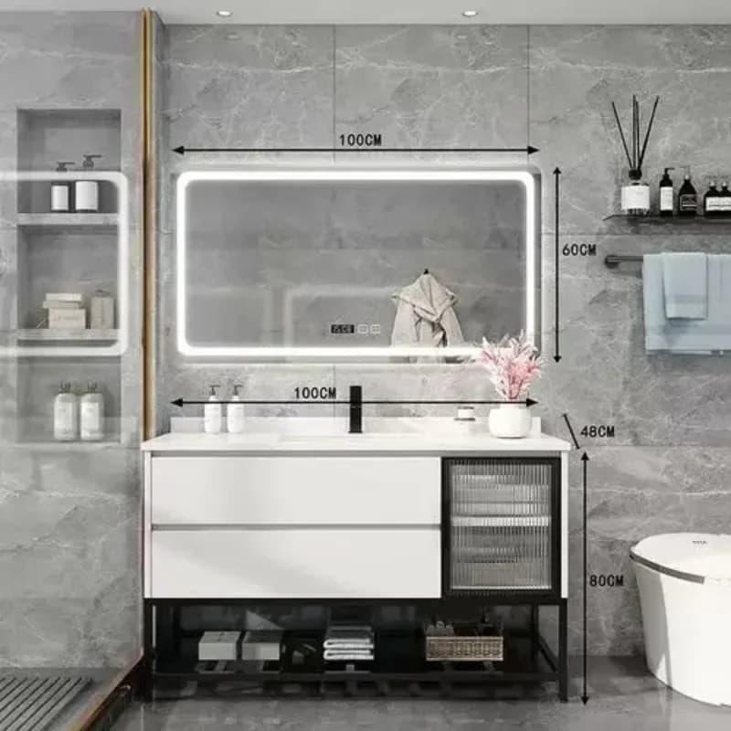 Mobiletto da Bagno Moderno Regale con Ripiani, Organizer per Gioielli e Lavabo, Armadietto Salvaspazio per Toilette, Arredamento Unico per Camera da Principessa