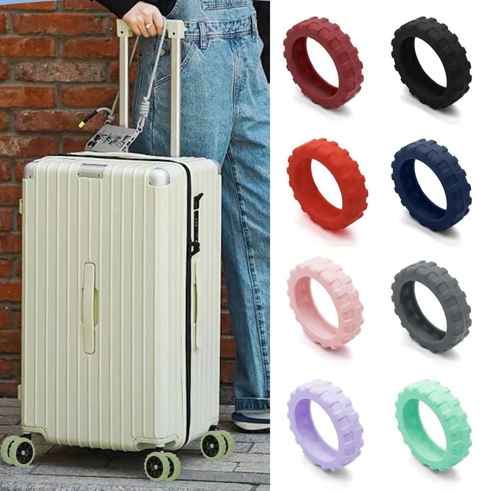 8 pezzi/set scarpe con rotelle per bagagli da viaggio in silicone con suono silenzioso ridurre il rumore usura trolley box rotelle copertura per bagagli