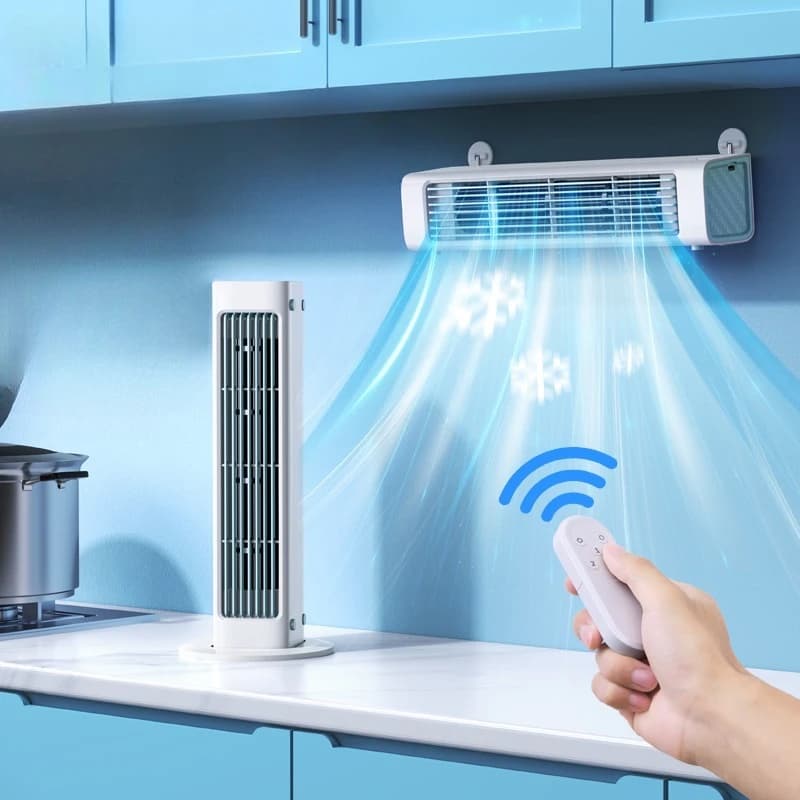 Eary Ventilatore silenzioso a parete per ufficio, casa, dispositivo di raffreddamento dell'aria, vento forte, ventilatore sospeso a parete, raffreddamento estivo, ventilatore per condizionatore d'aria senza foglie