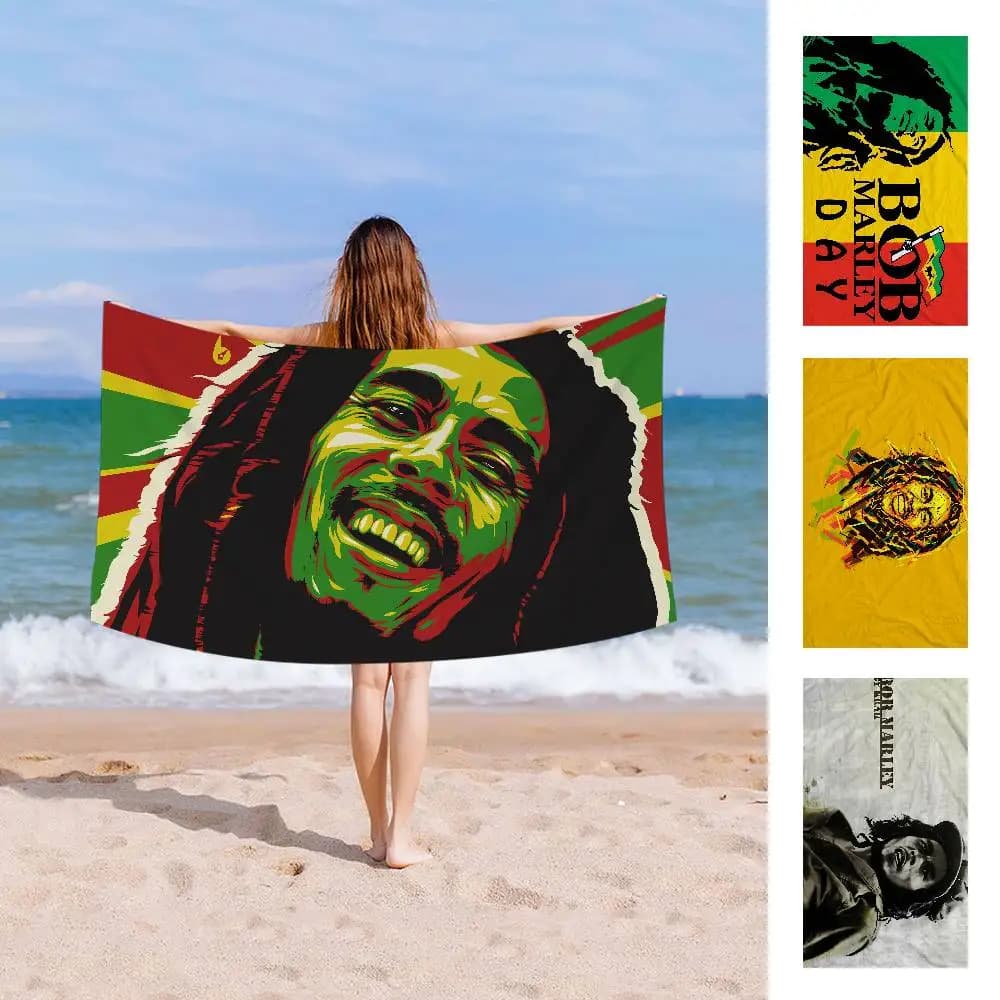 Asciugamani da spiaggia in microfibra Bob Marley Reggae Music, ad asciugatura rapida, per piscina, viaggi, nuoto e yoga