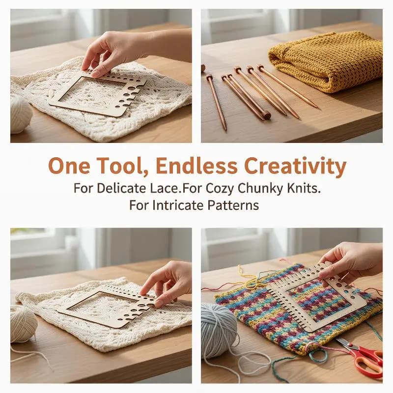 NEW Wood Knitting Needle Gauge Square Ruler Embroidery Thread Bobbins Floss For Spinners Yarn Measuring Tools Sewing Supplies
