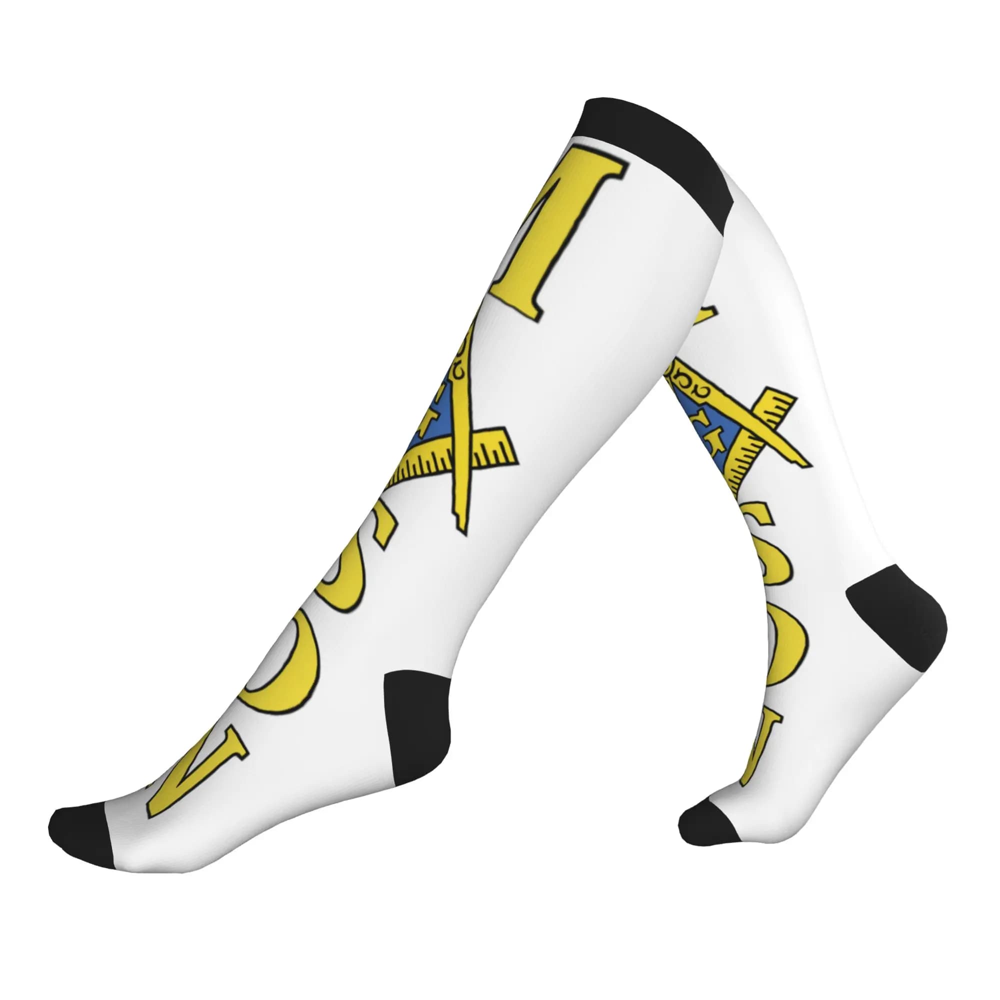 Kawaii Men's Freemason Square And Compass Dress Socks Unisex Warm Comfortable 3D Print Masonic Symbol Sports Compression Socks