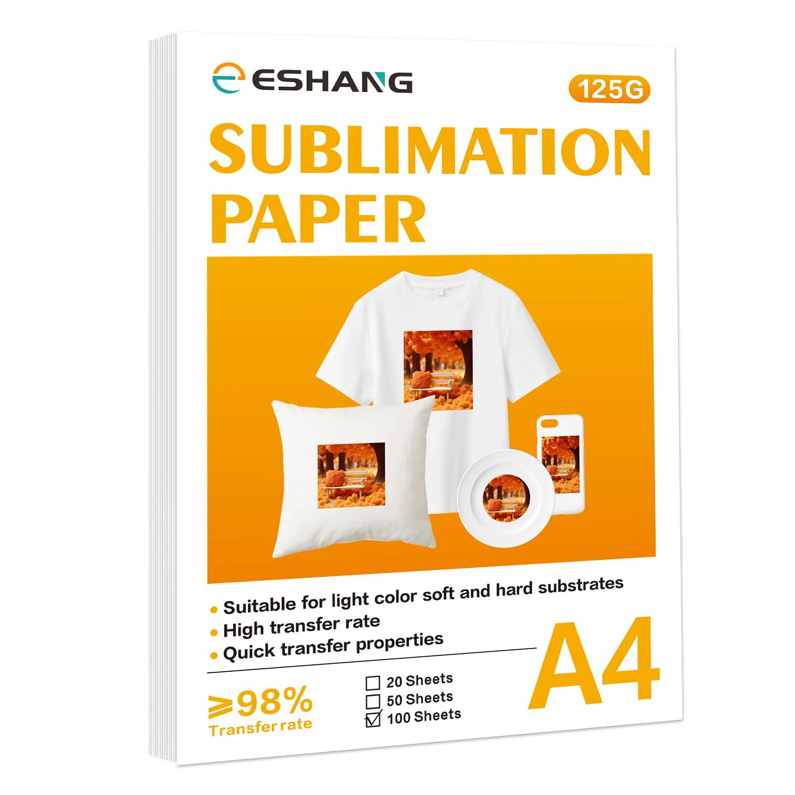 100 fogli di carta per sublimazione A4 carta per trasferimento di calore per stampante a getto d'inchiostro 125g spazi vuoti per sublimazione materiale carta magliette fai da te tazze