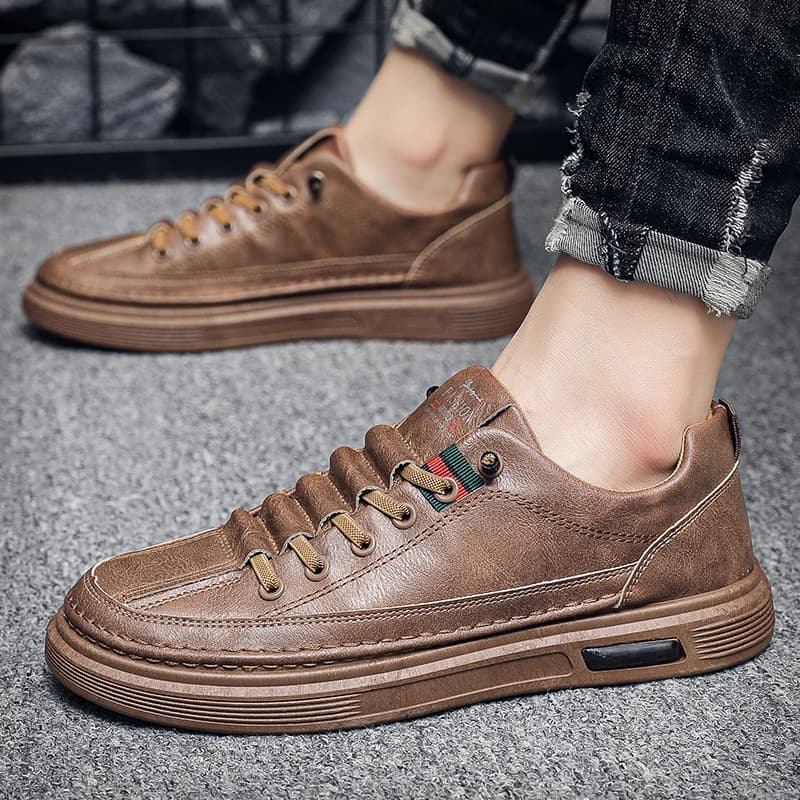 Scarpe Casual da Uomo Primavera Autunno, Scarpe in Pelle Senza Lacci Traspiranti e Comode, Super Morbide e Resistenti all'Usura, Scarpe da Skateboard da Uomo