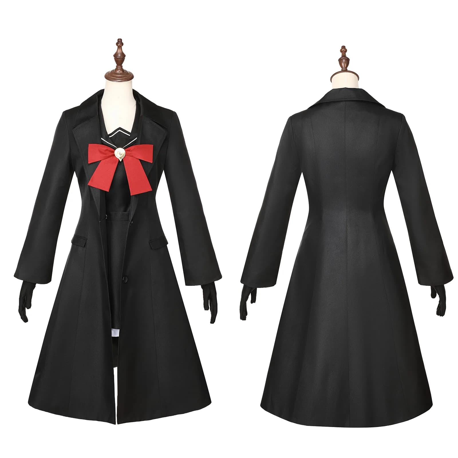 Smiling Professor Cosplay Costume Anime Girl Black Sailor Uniform Long Coat with Beret Long Socks Halloween Carnival Outfit Set