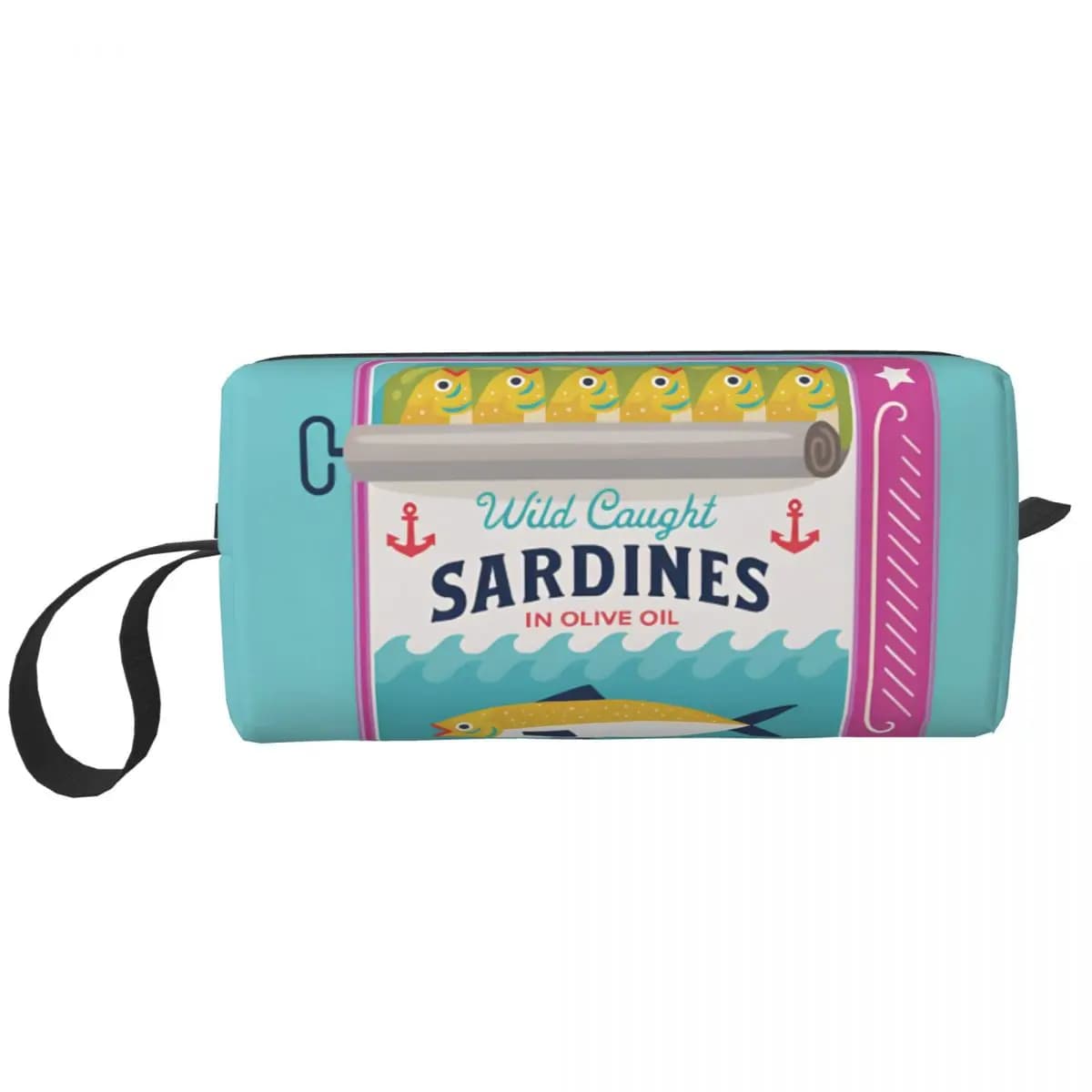 Borse per cosmetici carine con grafica sardina Borsa per trucco portatile da viaggio Donna per organizzatori di stoccaggio dal design grafico necessari