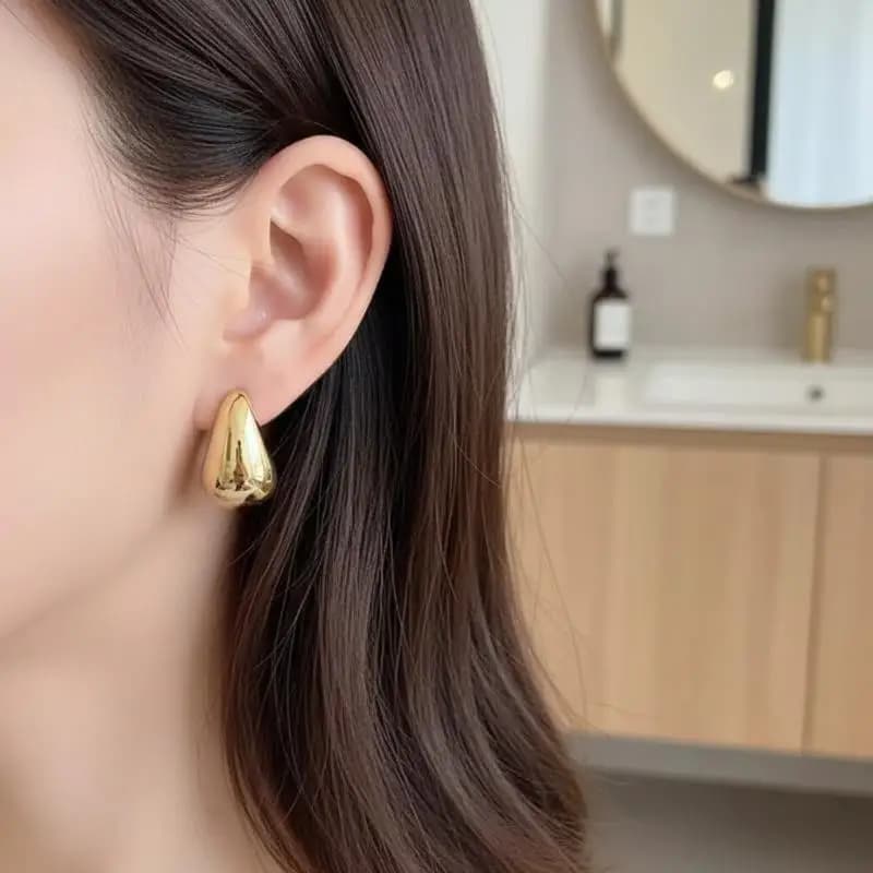 3Pairs Fashionable Creative Personalized C Shaped Water Droplet Bean Geometric Earring Combination Set For Women Jewelry Gift