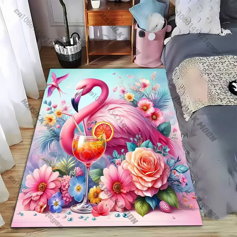 Tappeto tropicale vivace con fiori di fenicottero, tappeto da yoga, decorazione per soggiorno, tappetino per bambini, tappetino per gattonare, tappeto per area giochi, tappetino da pavimento