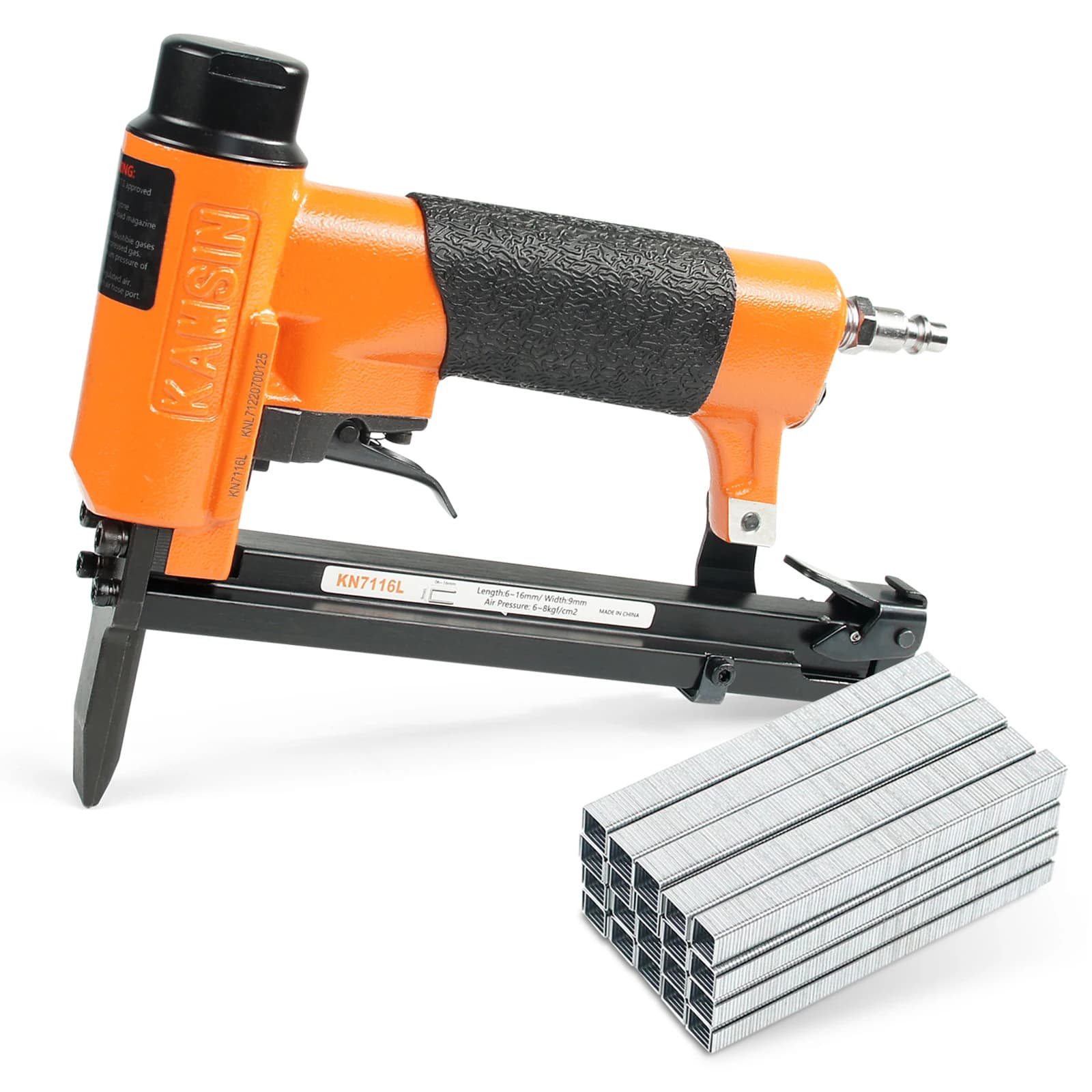 KAMSIN KN7116L con 1000 pezzi di graffette a filo sottile 7106/7110, chiodatrice a filo sottile a becco lungo 6-16mm tipo U per tappezzeria e lavorazione del legno