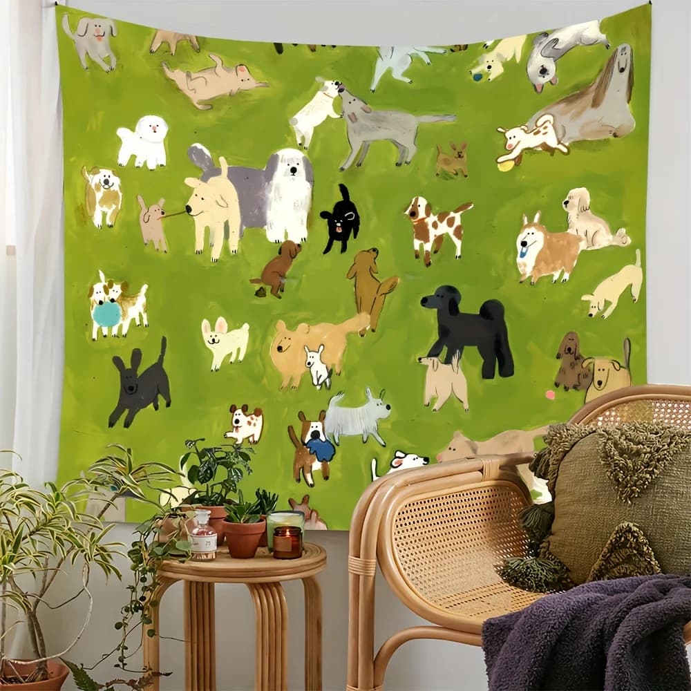 VIKAMA Fresco Cane Guarigione Stile Arazzo Pet Sfondo Arte Murale Soggiorno Divano Sfondo Room Decor