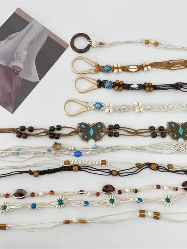 Cintura marrone semplice Sli da donna abbinata alle gonne con design intrecciato con nappe annodate Accessorio versatile per la vita per i giovani
