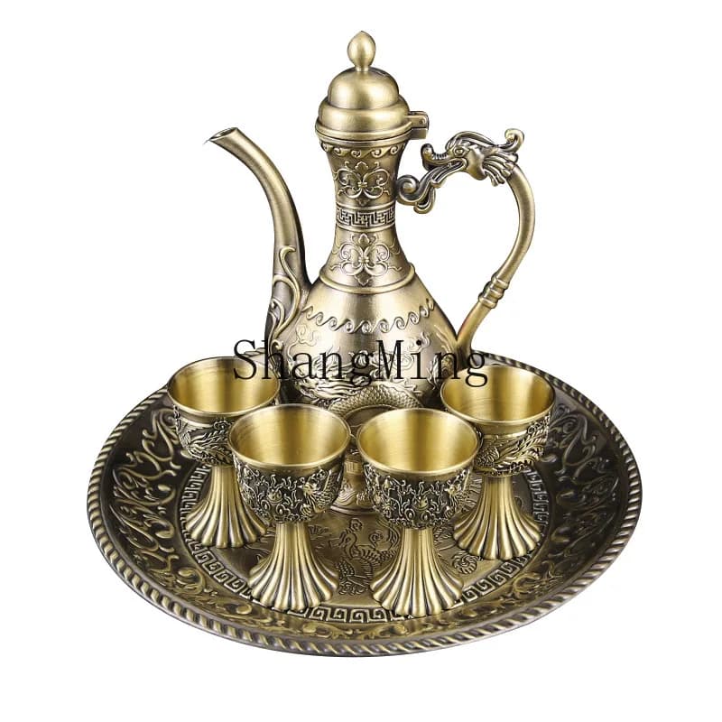 Set regalo di vino di alta gamma DSA, confezione regalo per la casa, dispenser per Baijiu in finto bronzo, piccolo bicchiere da vino