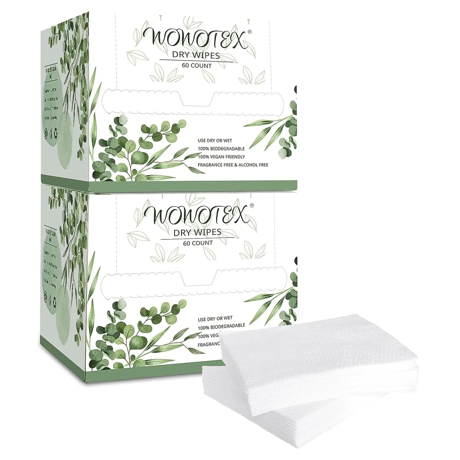 Salviette Viso Monouso Biodegradabili 120 Pezzi Extra Spesse Morbide Asciutte per Pelli Sensibili Rimozione Trucco Viaggio 10x12 Pollici