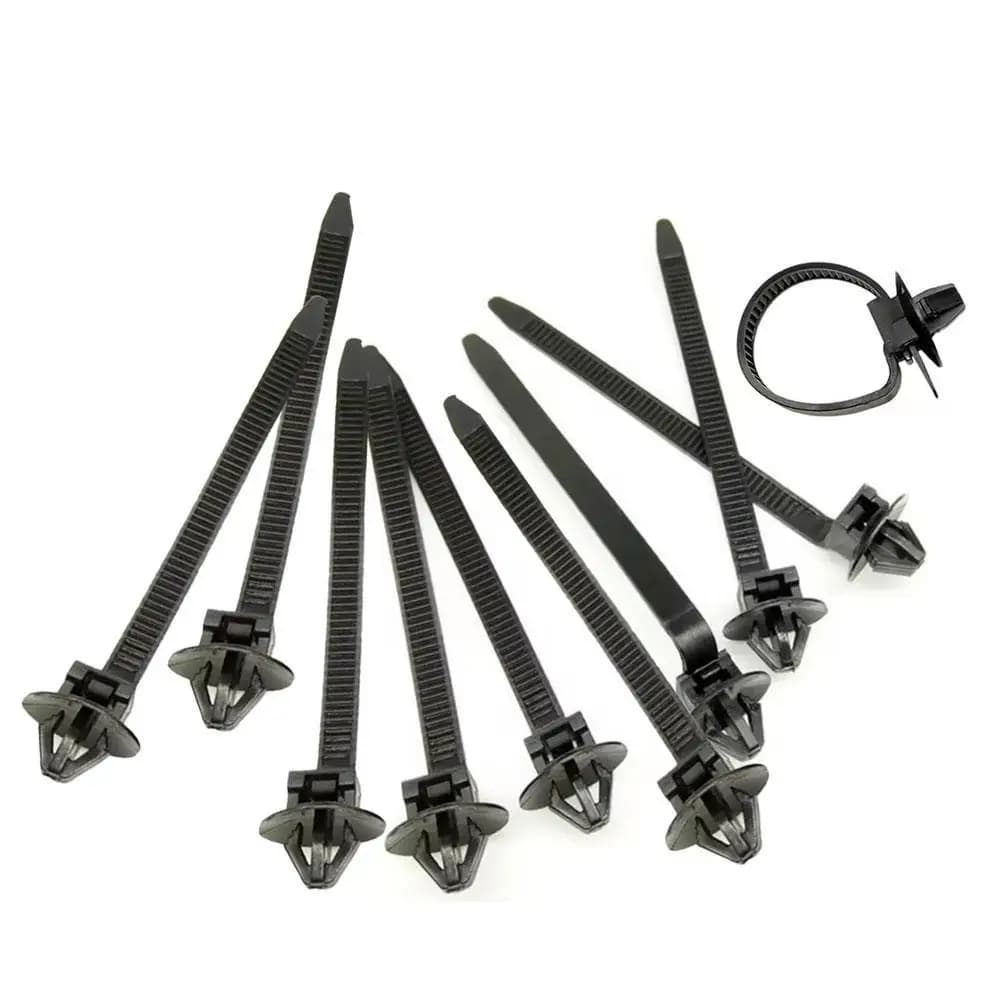 10PCS Fascette per cavi in nylon nero per auto Push Mount Cablaggio di fissaggio Morsetto per cavi Clip Fascette Gestione Auto Organizzatori di cavi per auto
