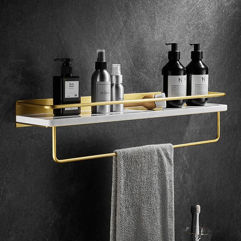Home Bathroom Wall Shelves No Drill Multifunctional Bathroom Fixtures Accessories Convenient Household Hanging Organizer Rack