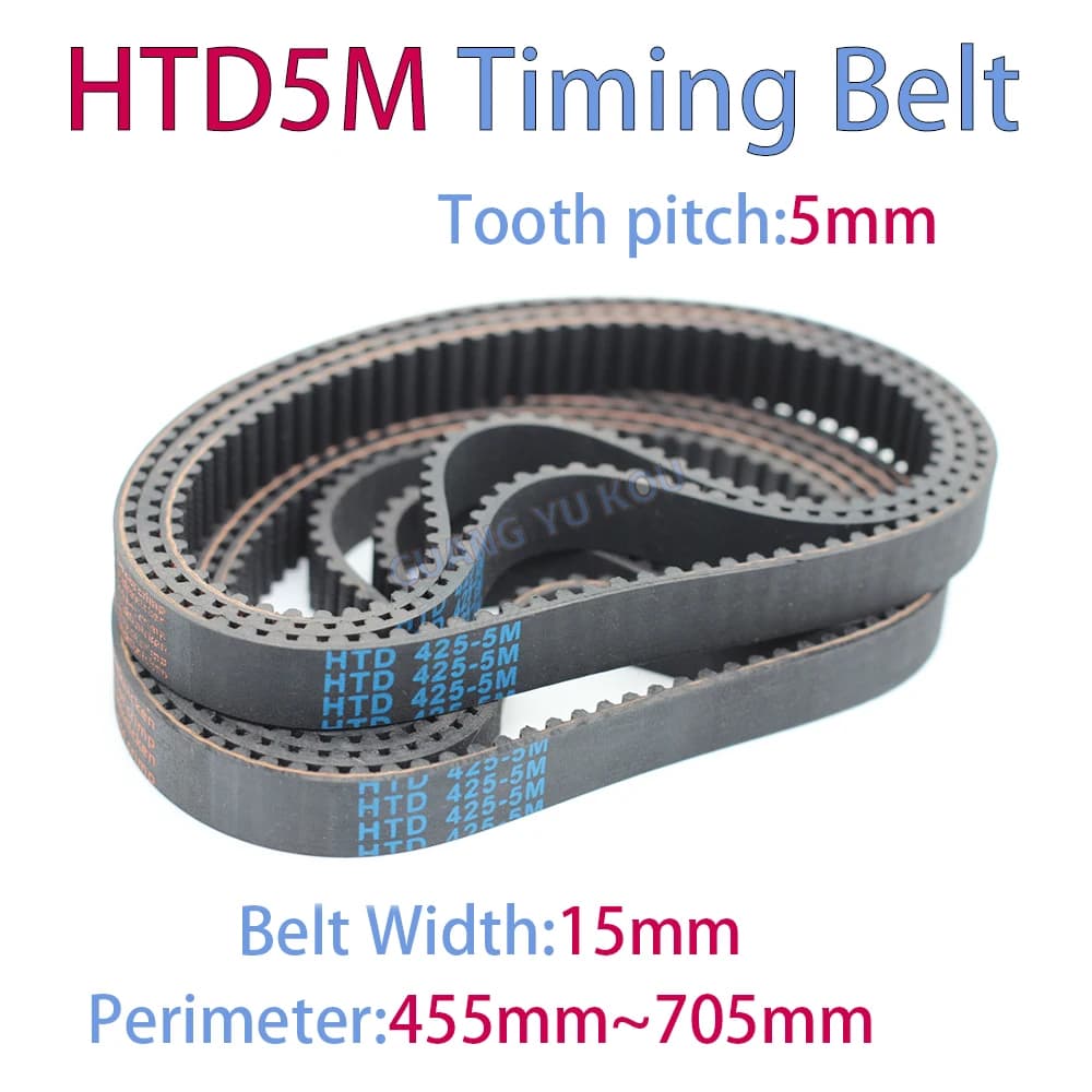 HTD 5M Cinghia dentata in gomma ad anello chiuso Larghezza 15mm Lunghezza 455mm~705mm HTD 5m 455 460 470 500 525 540 550 555 560 575 620 625 675mm