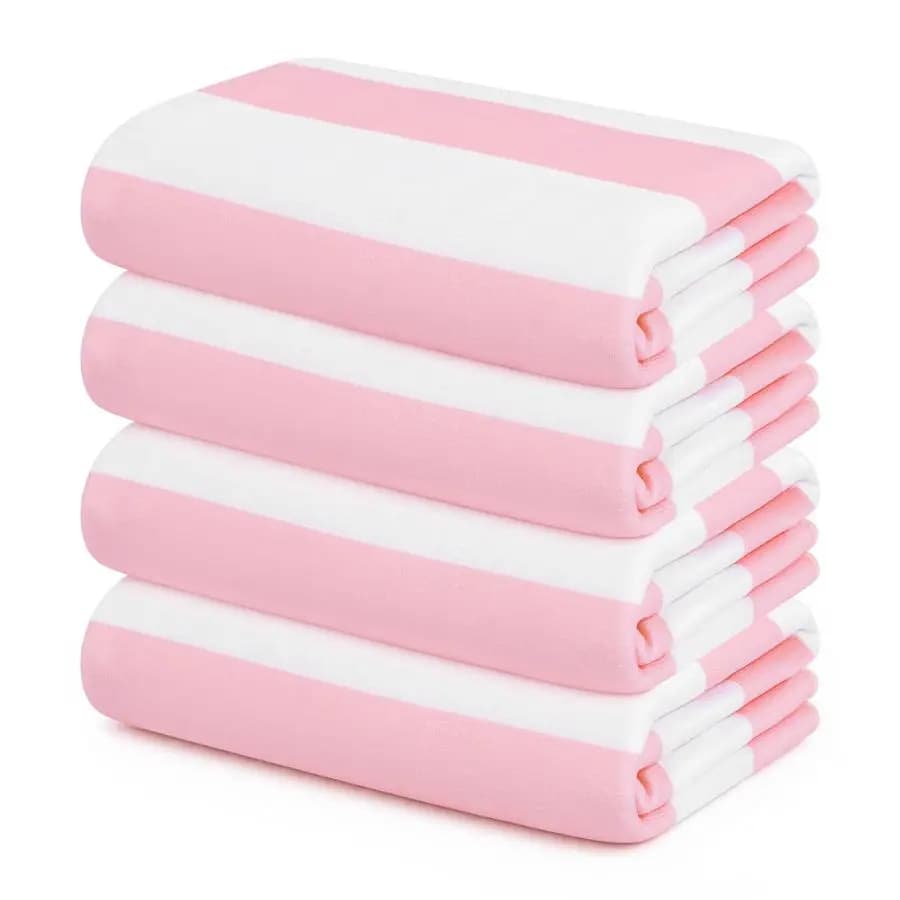 Set di 4 Teli da Spiaggia Oversize 30 x 60 in Microfibra, per Piscina, Bagno, Campeggio, Viaggio, a Righe, Asciugatura Rapida, Super Assorbenti e Leggeri