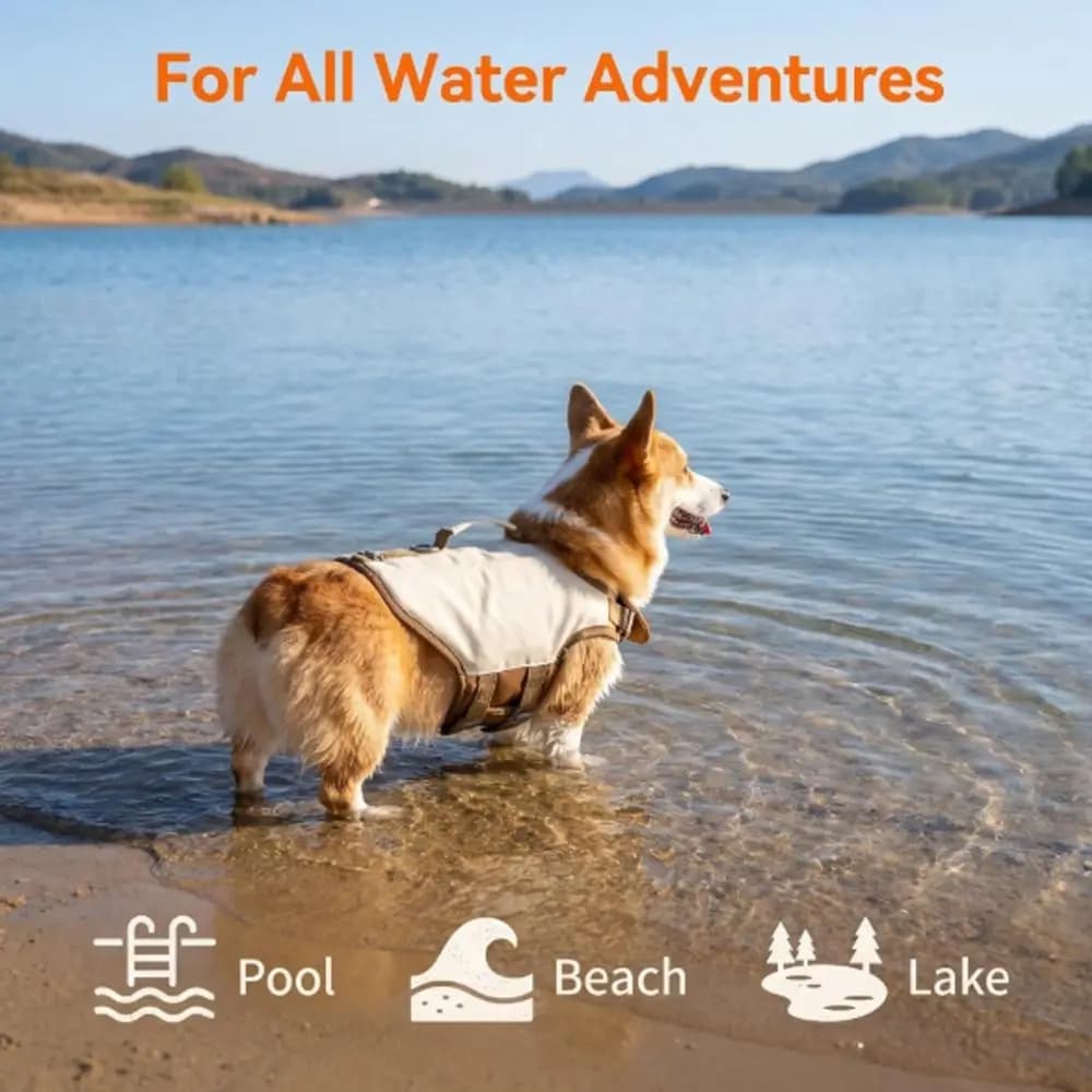 High Flotation Dog Life Jacket Waterproof Material Adjustable Straps Puppy Swimming Vest Breathable Fabric Chin Rest Design