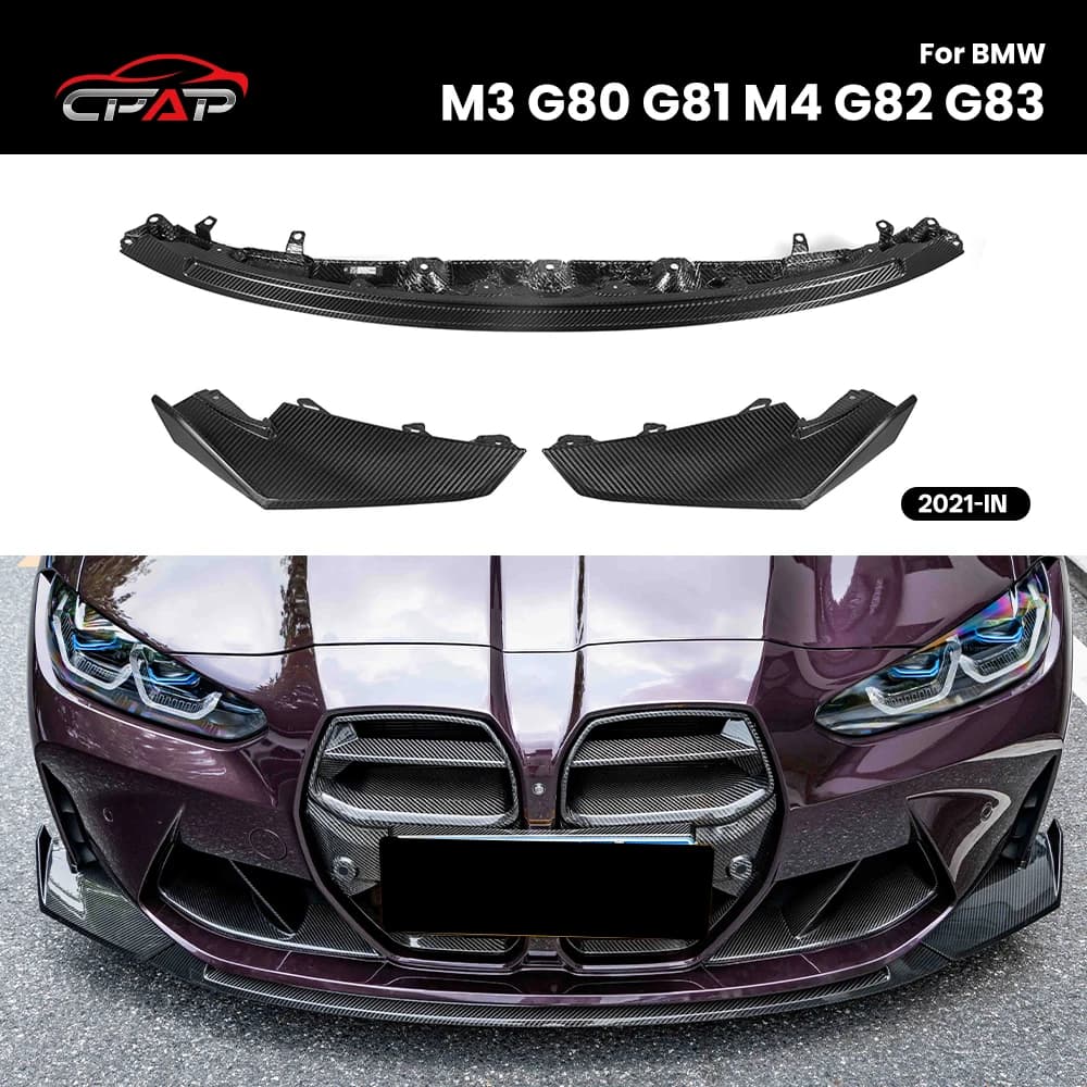 Real Dry Carbon Fiber Front Lip Bumper Diffuser Splitter for BMW M3 G80 G81 M4 G82 G83 CS Style 2021-IN