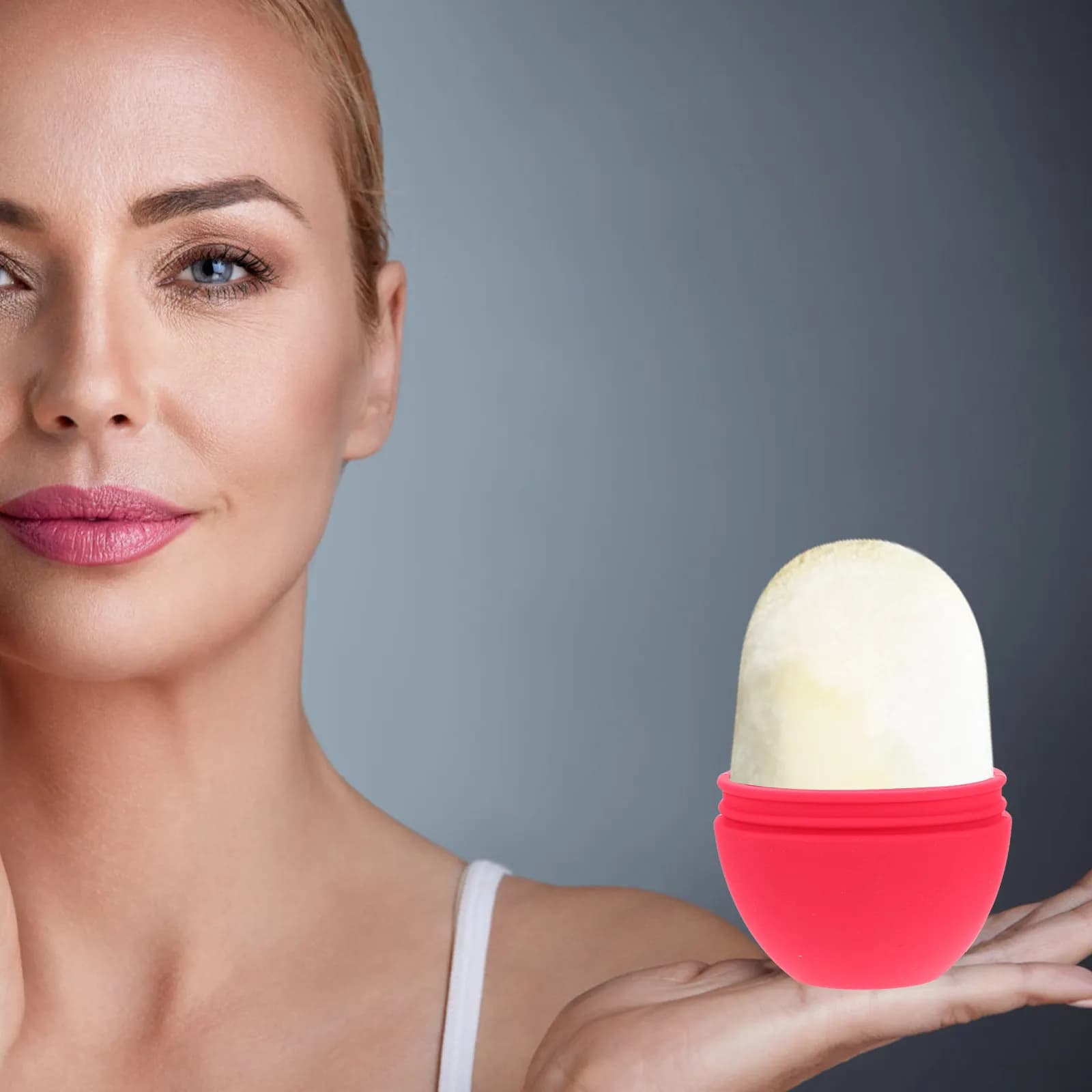 Stampo in silicone per ghiaccio per il viso, rullo rinfrescante per massaggio facciale, restringimento dei pori, riduzione del gonfiore mattutino e della cellulite cutanea