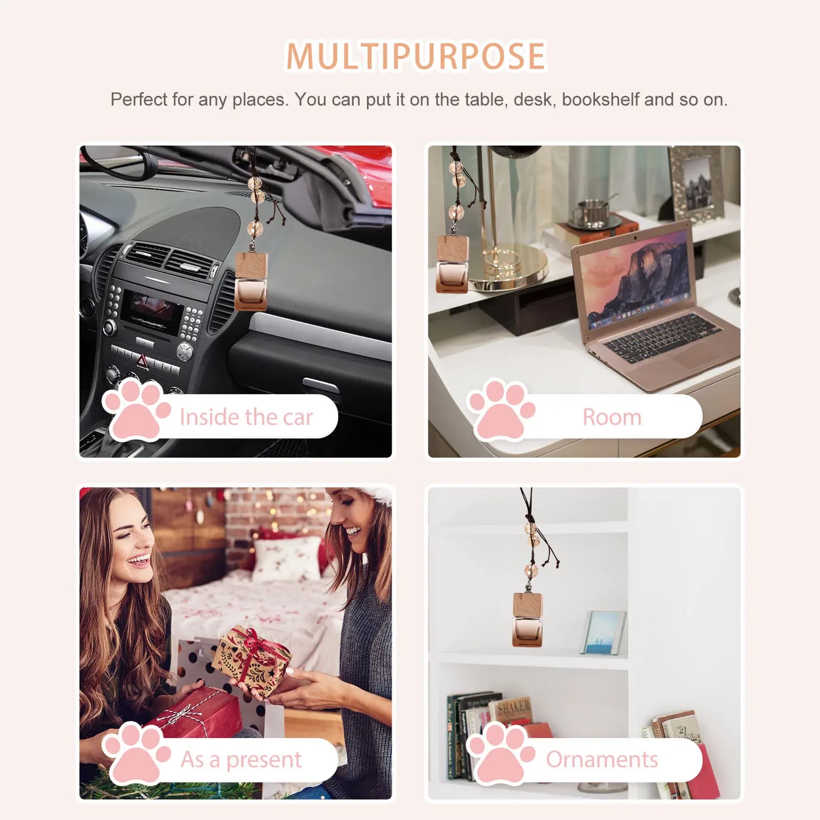 Diffusore di Profumo per Auto con Bottiglia in Vetro e Coperchio in Legno, Deodorante per Aromaterapia per Relax durante la Guida, Accessorio per Interni Auto