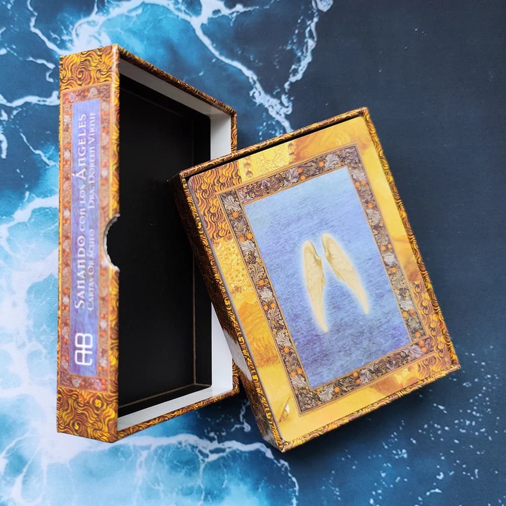Guarigione con le carte Oracle degli angeli | Edizione spagnola | Mazzo da 44 carte con parole chiave | Imballaggio durevole della scatola rigida | Include PDF
