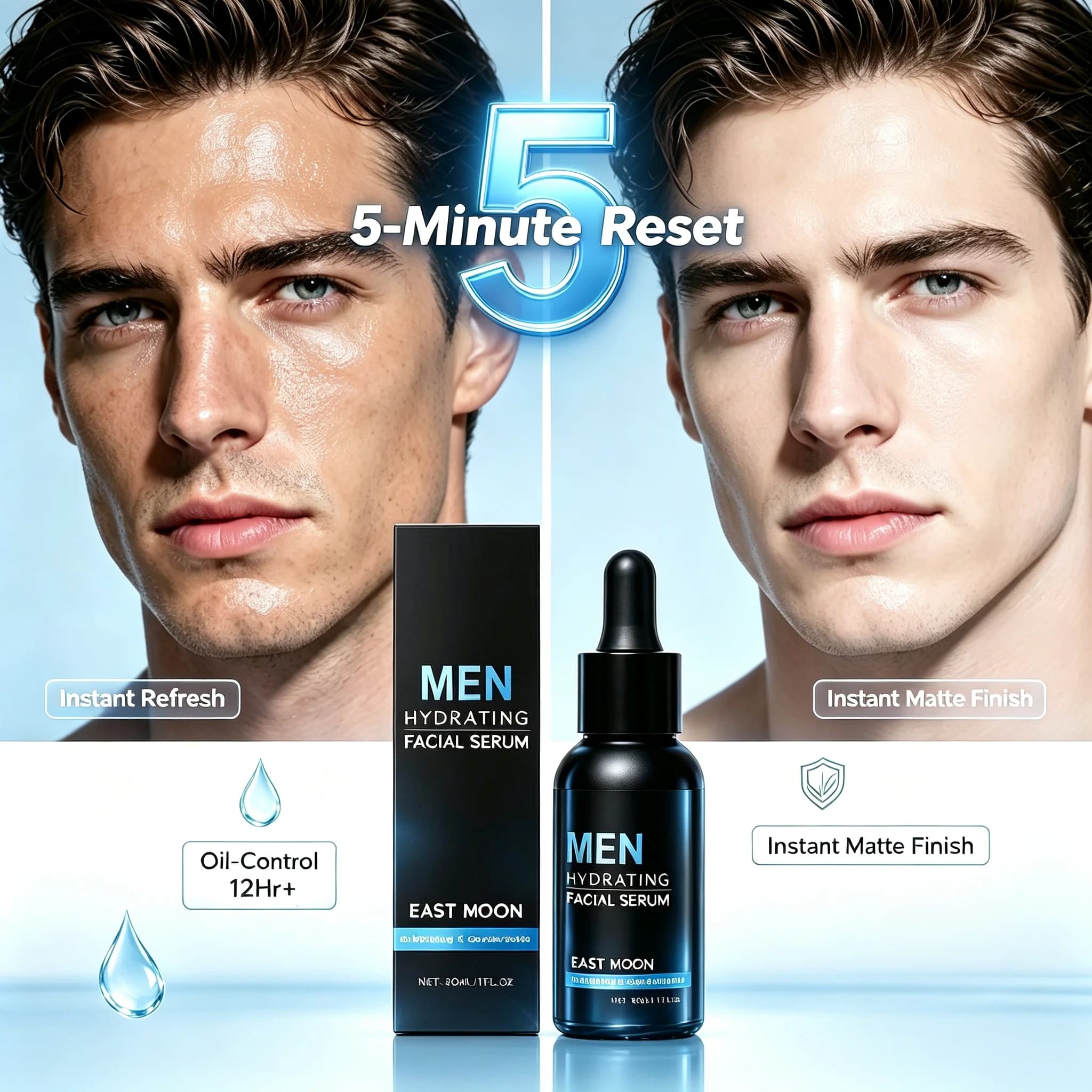 Men's Hydrating Facial Serum,Deep Hydration&Firming&Anti Wrinkle,Post Shave Relief,Lightweight&Non Greasy,All-in-One Efficiency