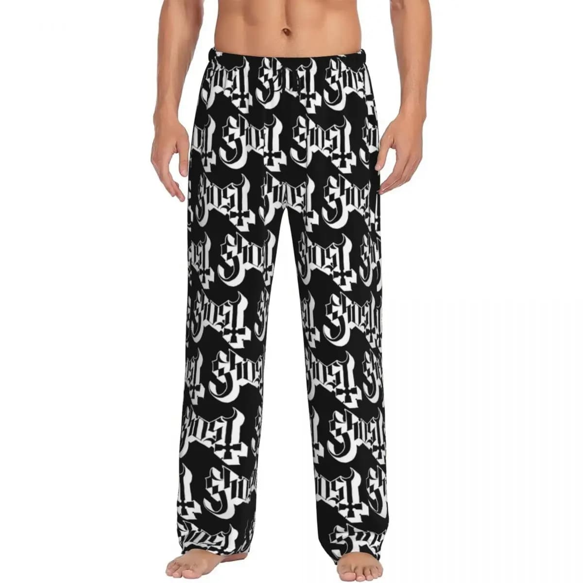 Fantasma personalizzato BC Pantaloni da pigiama a fascia da uomo, pigiami da notte, pantaloni da salotto con tasche