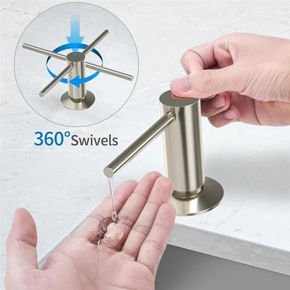 Dispenser di Detersivo per Lavello da Cucina con Pompa Integrata in Acciaio Inox, Bottiglia da 500ml e Tubo da 100cm