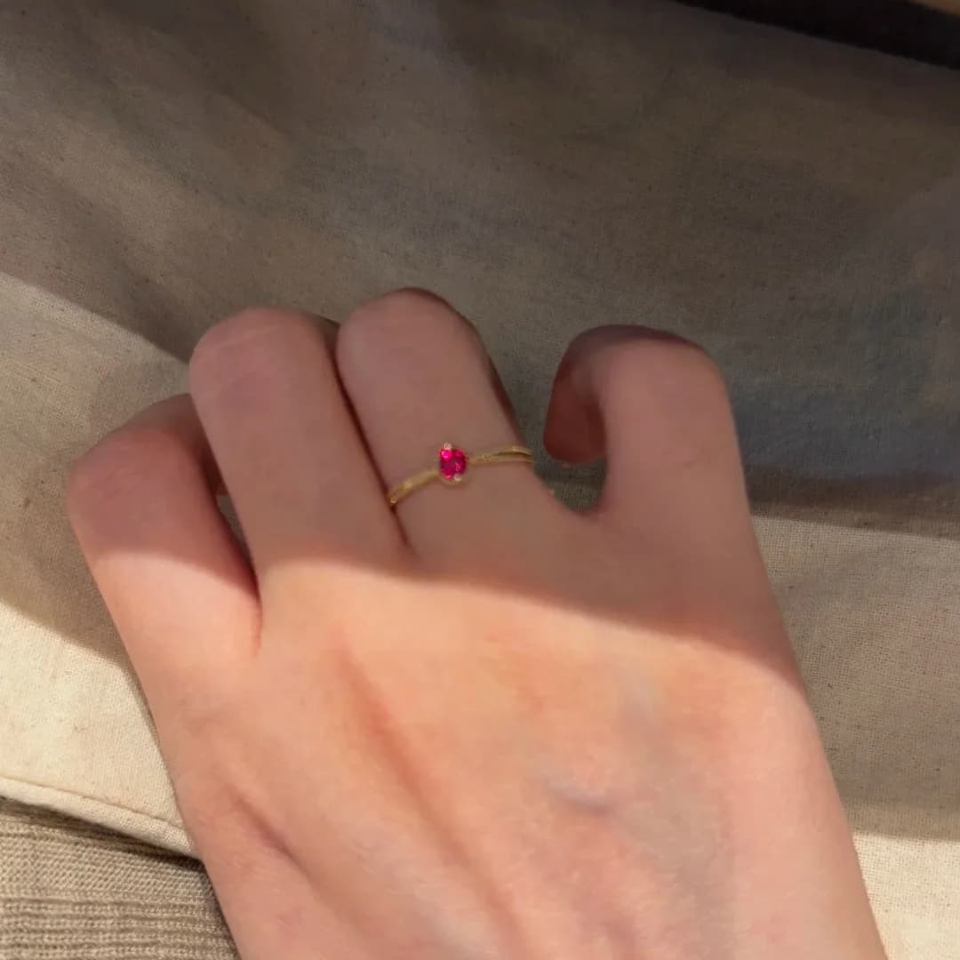 Vintage Women's Ring with Cherry, Gold Plated, Alloy With Ruby, Elegant Jewel, Simple Pack, Not Customizable