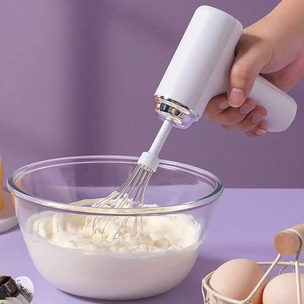 Frullatore Elettrico Portatile, Mixer Senza Fili, Sbattitore Elettrico, Montalatte, Mixer per Torte e Creme, Mixer in Acciaio Inox, Utensile da Cucina