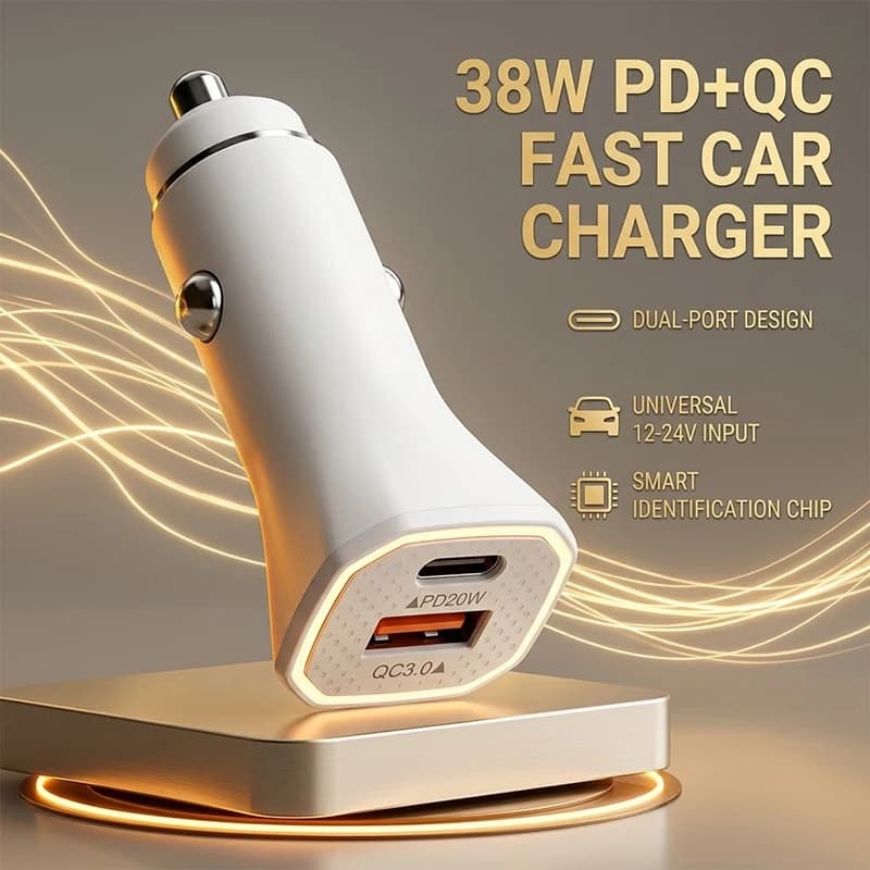 Dual Port Cigarette Lighter Car Charger PD 20W Quick Charge 3.0 Fast Auto Adapter 12-24V Universal Input For Phones And Tablets