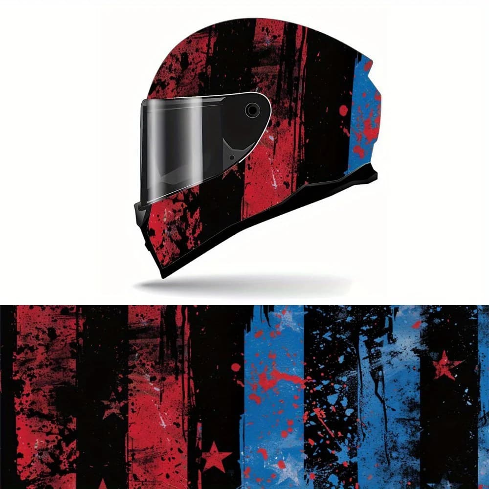 Ciondolo nero e rosso brillante, decalcomania grafica per casco da motociclista a tema stelle, adesivo grafico in vinile, impermeabile e resistente all'usura,