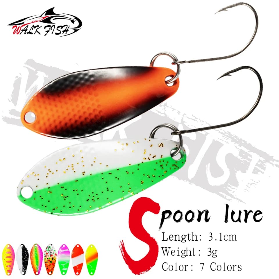 CAMMINARE PESCE 1PC 3g 31 millimetri Richiamo di Pesca In Metallo Pesca Cucchiaio Esca Con Gancio Singolo Esca Dura Esche Spinner Per Trota Persico Giappone Wobbler