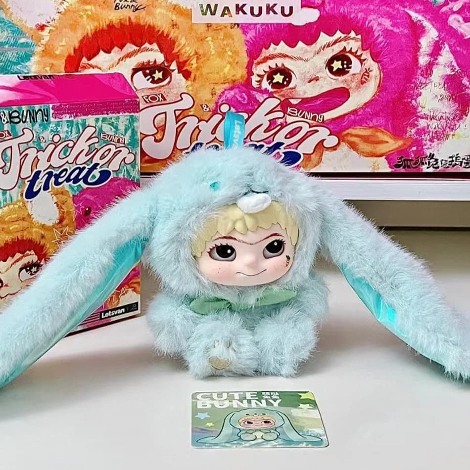 Hot Wakuku V2 Blind Box Fox & Bunny Trick Or Treat Series Bambola in vinile Borsa da sorpresa Portachiavi Giocattoli alla moda Scatola cieca Regali personalizzati