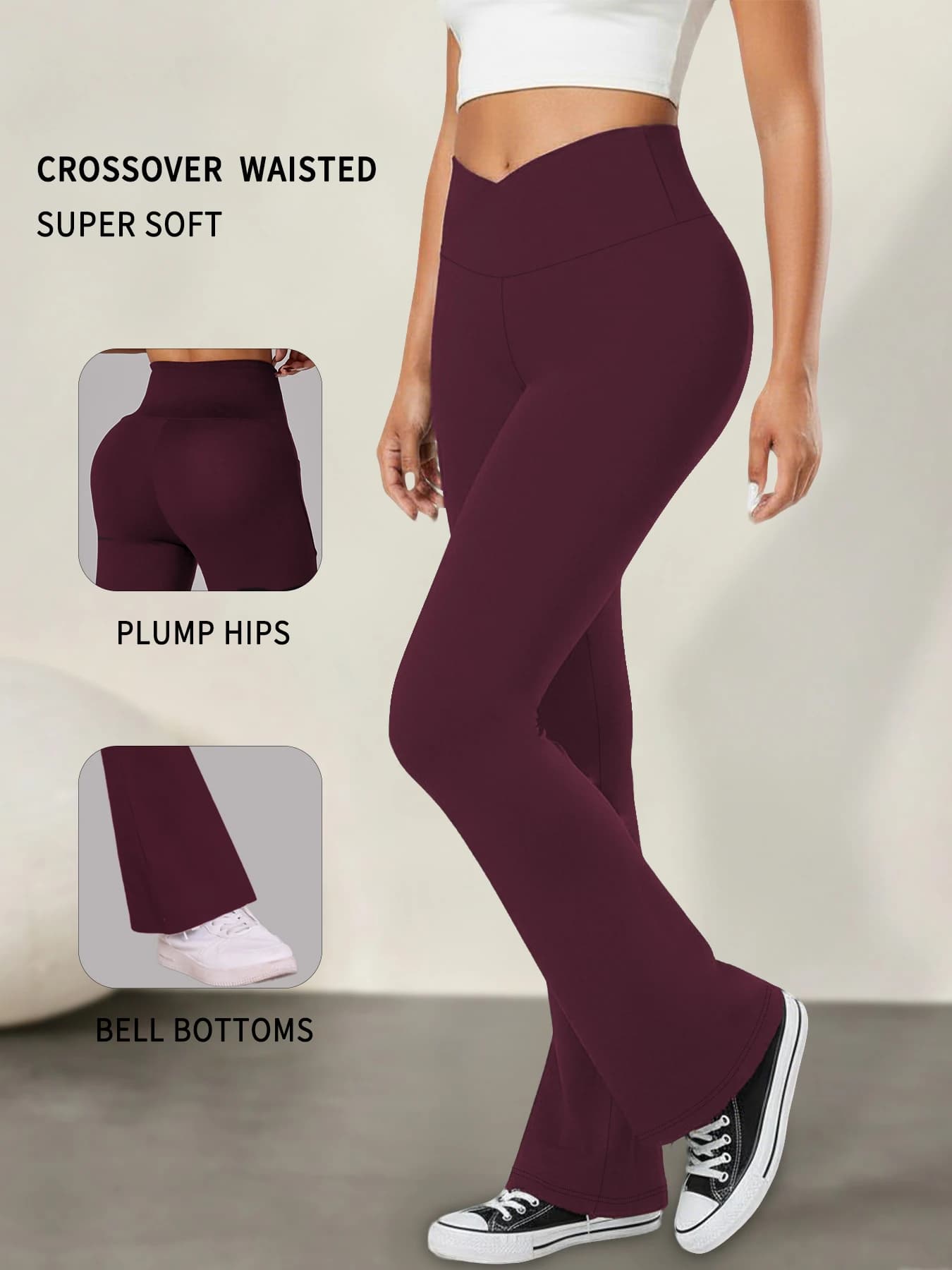 Leggings a Vita Alta Super Morbidi con Design Incrociato per Donna Pantaloni a Zampa d'Elefante per Yoga con Controllo Pancia