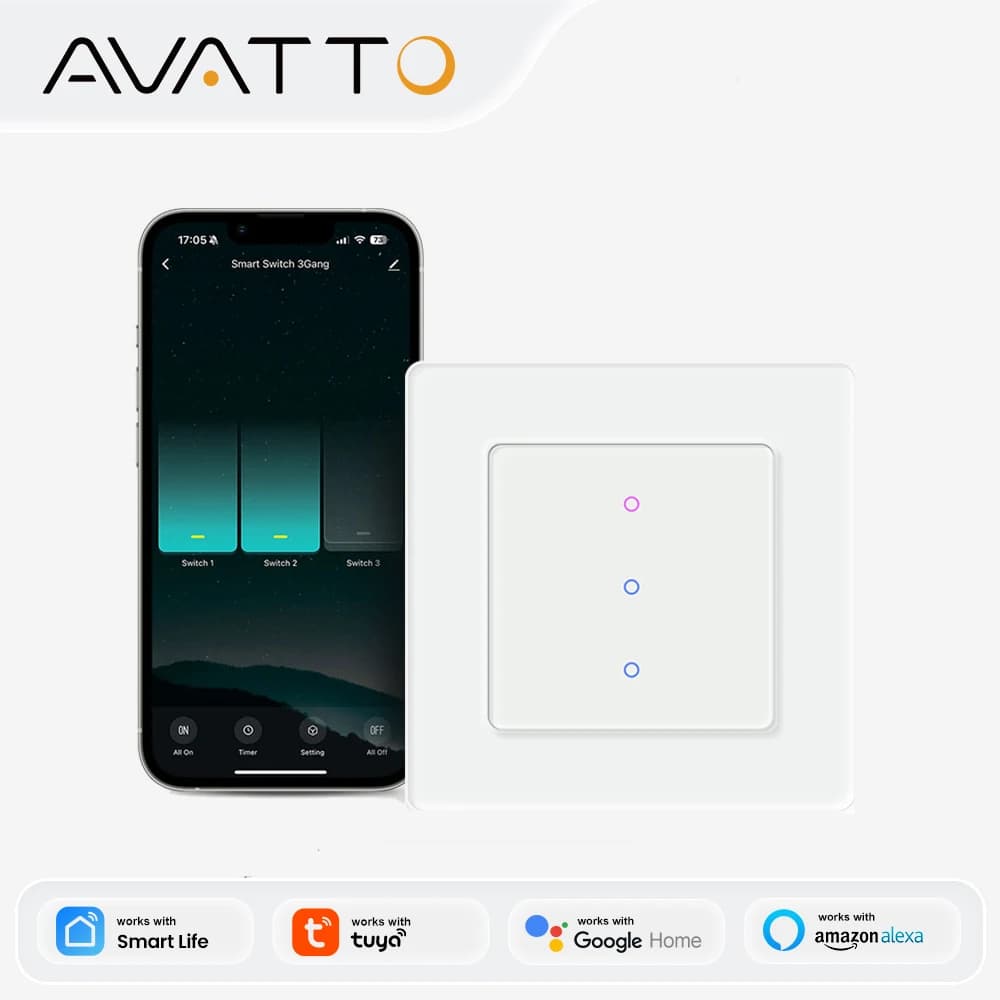AVATTO Tuya WiFi Smart Light/Curtain Switch, interruttore per tapparelle e tende motorizzate, standard tedeschi non applicabili, compatibile con Alexa Google Home
