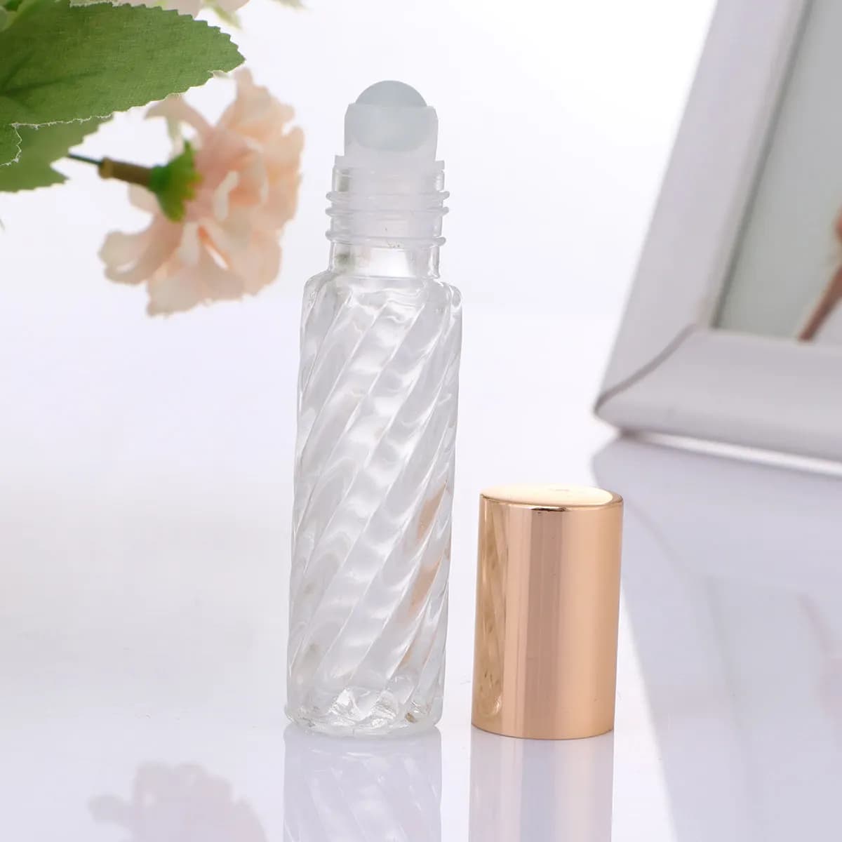 Glass Roller Bottles 10Pcs 5ml Refillable Essential Oil Perfume Containers Leakproof Portable Travel Size